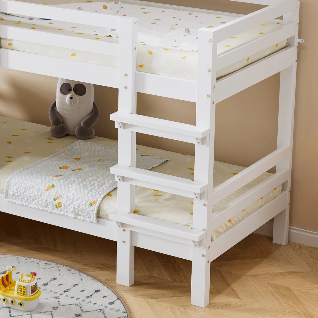 Letto a Castello 90 x 200 cm; Letto per Bambini - con Tetto e Finestre - Bianco