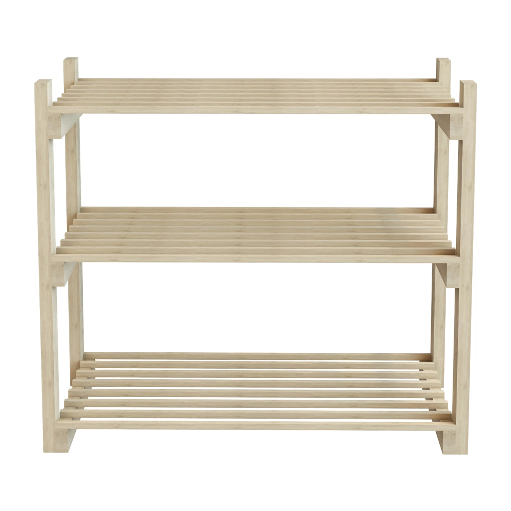 Scaffale Portascarpe 'Them' (AxLxP) 60 x 68 x 30 cm Scarpiera a 3 Ripiani Superfici a Doghe Scaffale Aperta in Legno di Pino [en.casa]