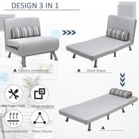 Easycomfort Poltrona Letto Singolo, Poltrona con Materasso e Cuscino Imbottito Sfoderabili - Schienale Regolabile 90-180° e Telaio in Metallo - 75x70x75 cm, Grigio