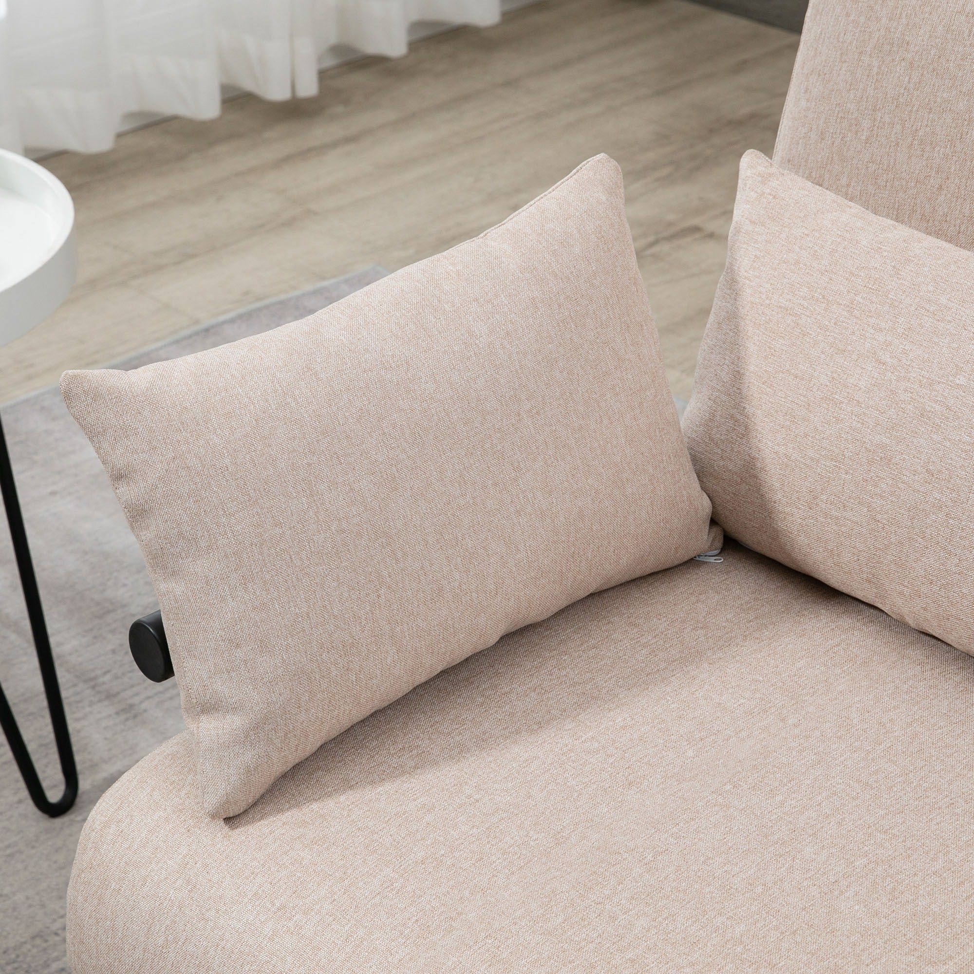 Easycomfort Divano Letto 2 Posti 3 in 1 Convertibile in Poltrona Reclinabile e 4 Cuscini, 102x82x81 cm, Beige