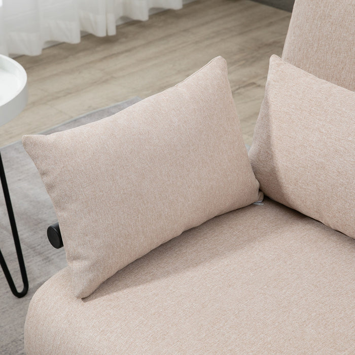 Easycomfort Divano Letto 2 Posti 3 in 1 Convertibile in Poltrona Reclinabile e 4 Cuscini, 102x82x81 cm, Beige