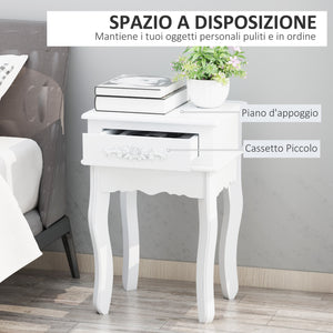 Easycomfort Comodino Moderno con Cassetto Mobiletto Multiuso in Legno Bianco, 40 x 35 x 60cm