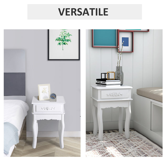 Easycomfort Comodino Moderno con Cassetto Mobiletto Multiuso in Legno Bianco, 40 x 35 x 60cm