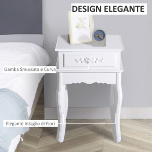 Easycomfort Comodino Moderno con Cassetto Mobiletto Multiuso in Legno Bianco, 40 x 35 x 60cm
