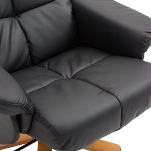 Easycomfort Poltrona Sedia Relax Reclinabile con Poggiapiedi in Pelle PU Nero
