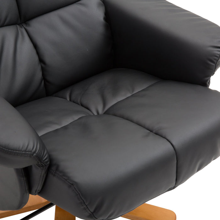 Easycomfort Poltrona Sedia Relax Reclinabile con Poggiapiedi in Pelle PU Nero