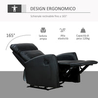 Easycomfort Poltrona Relax Reclinabile, Regolabile ed Ergonomica, in Pelle PU con Imbottitura, per Casa e Ufficio, 65x92x100 cm, Nera