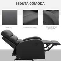 Easycomfort Poltrona Relax Reclinabile con Seduta Imbottita e Poggiapiedi, per Casa e Ufficio, in Pelle PU, 80x91x102 cm, Nera