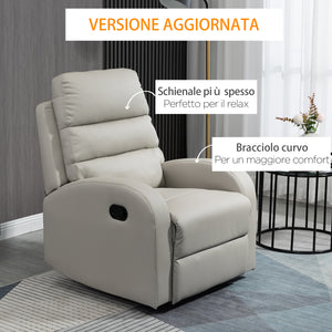 EASYCOMFORT  Poltrona Relax Reclinabile con Seduta Imbottita e Poggiapiedi per Casa e Ufficio, 80x91x102 cm, Grigio
