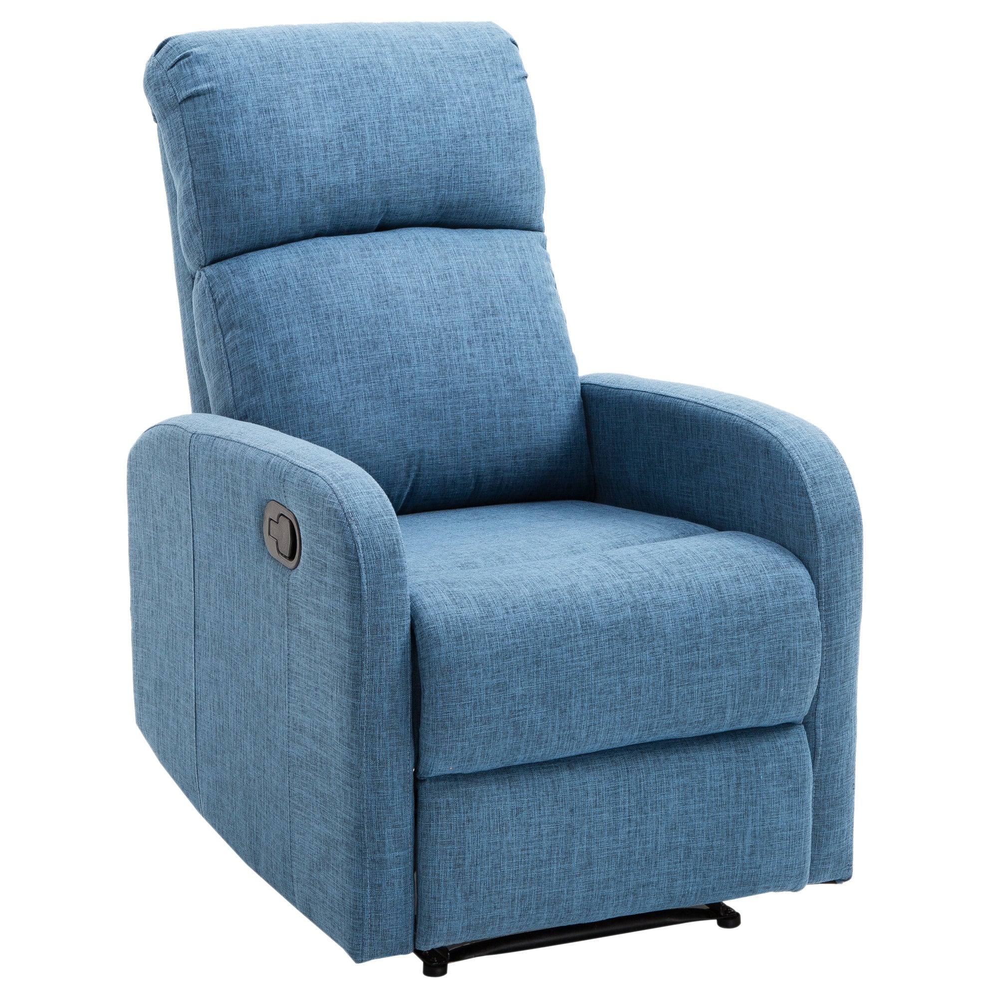 Easycomfort Poltrona Relax Reclinabile Manuale con Poggiapiedi Portata 125kg Tessuto di Lino 67 × 83 × 107cm Blu