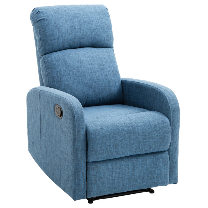 Easycomfort Poltrona Relax Reclinabile Manuale con Poggiapiedi Portata 125kg Tessuto di Lino 67 × 83 × 107cm Blu