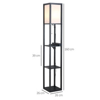 Easycomfort Lampada da Terra Moderna, Lampadina Illuminazione Interna Salvaspazio con Ripiani da Soggiorno Cotone, MDF 26 x 26 x 160 cm Nero e Bianco
