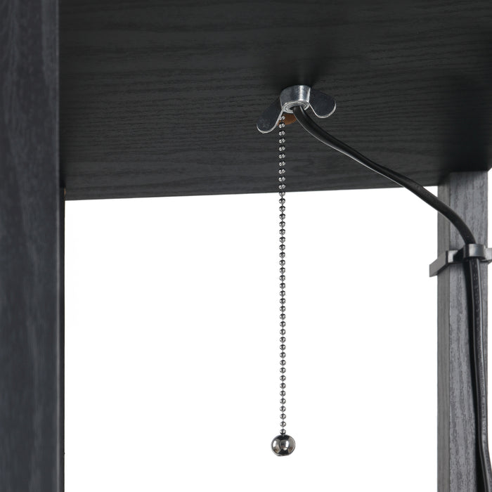 Easycomfort Lampada da Terra Moderna, Lampadina Illuminazione Interna Salvaspazio con Ripiani da Soggiorno Cotone, MDF 26 x 26 x 160 cm Nero e Bianco