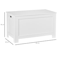 Easycomfort Panca Contenitore Multiuso in Legno MDF, 2 Maniglie e Apertura con Blocco di Sicurezza, 81x40x46cm, Bianco