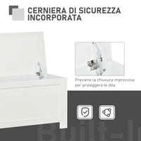 Easycomfort Panca Contenitore Multiuso in Legno MDF, 2 Maniglie e Apertura con Blocco di Sicurezza, 81x40x46cm, Bianco