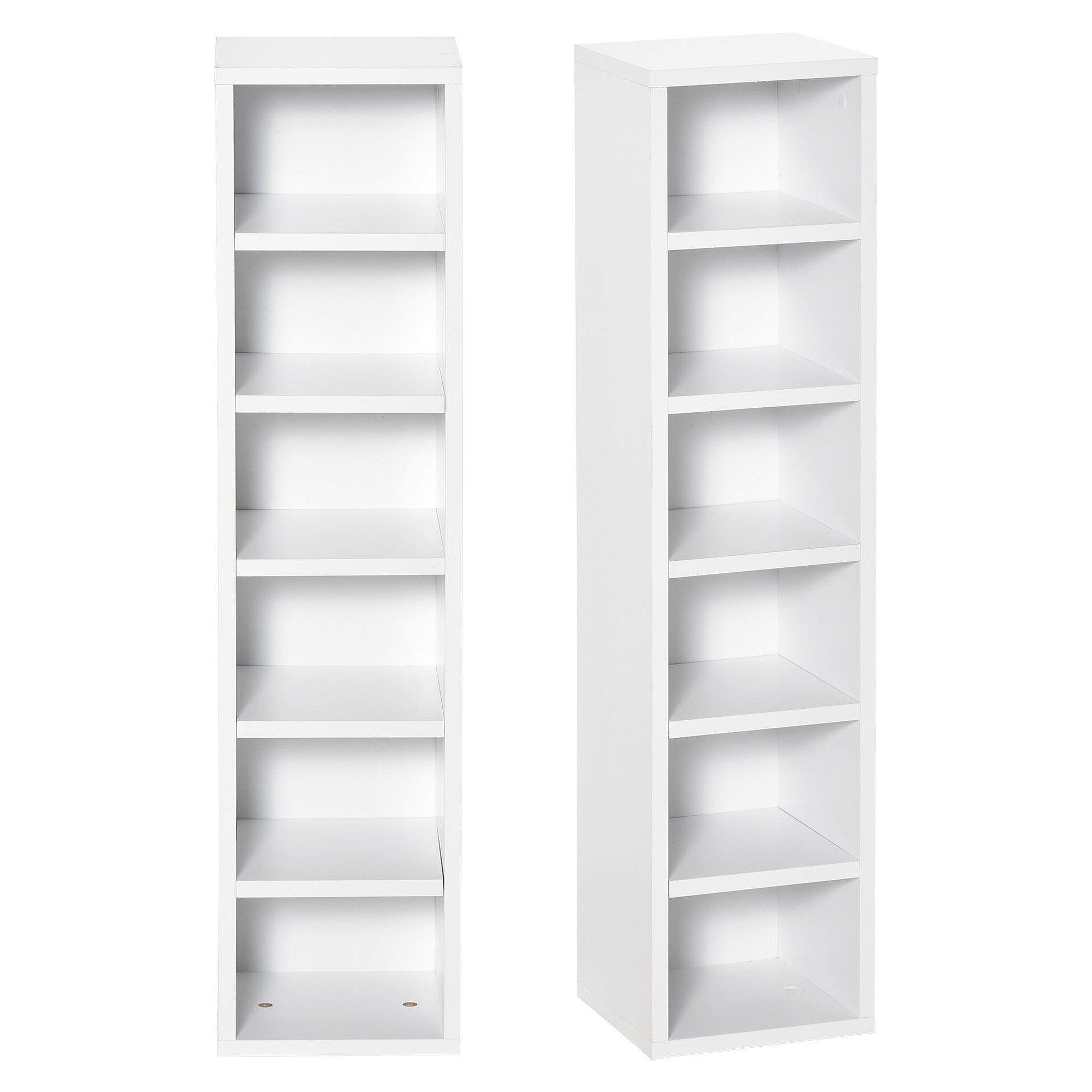 EasyComfort Libreria Scaffale porta CD set 2 Pezzi a 12 Ripiani in Legno, 21x19.2x88.3 cm, Bianco