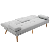 Easycomfort Divano Letto 3 Posti Stile Scandinavo Reclinabile con Tavolino a Ribalta, 181x77x88 cm, Grigio