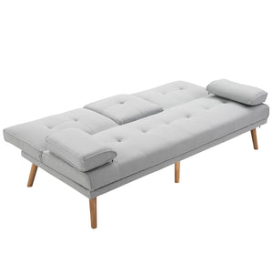Easycomfort Divano Letto 3 Posti Stile Scandinavo Reclinabile con Tavolino a Ribalta, 181x77x88 cm, Grigio