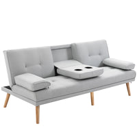 Easycomfort Divano Letto 3 Posti Stile Scandinavo Reclinabile con Tavolino a Ribalta, 181x77x88 cm, Grigio