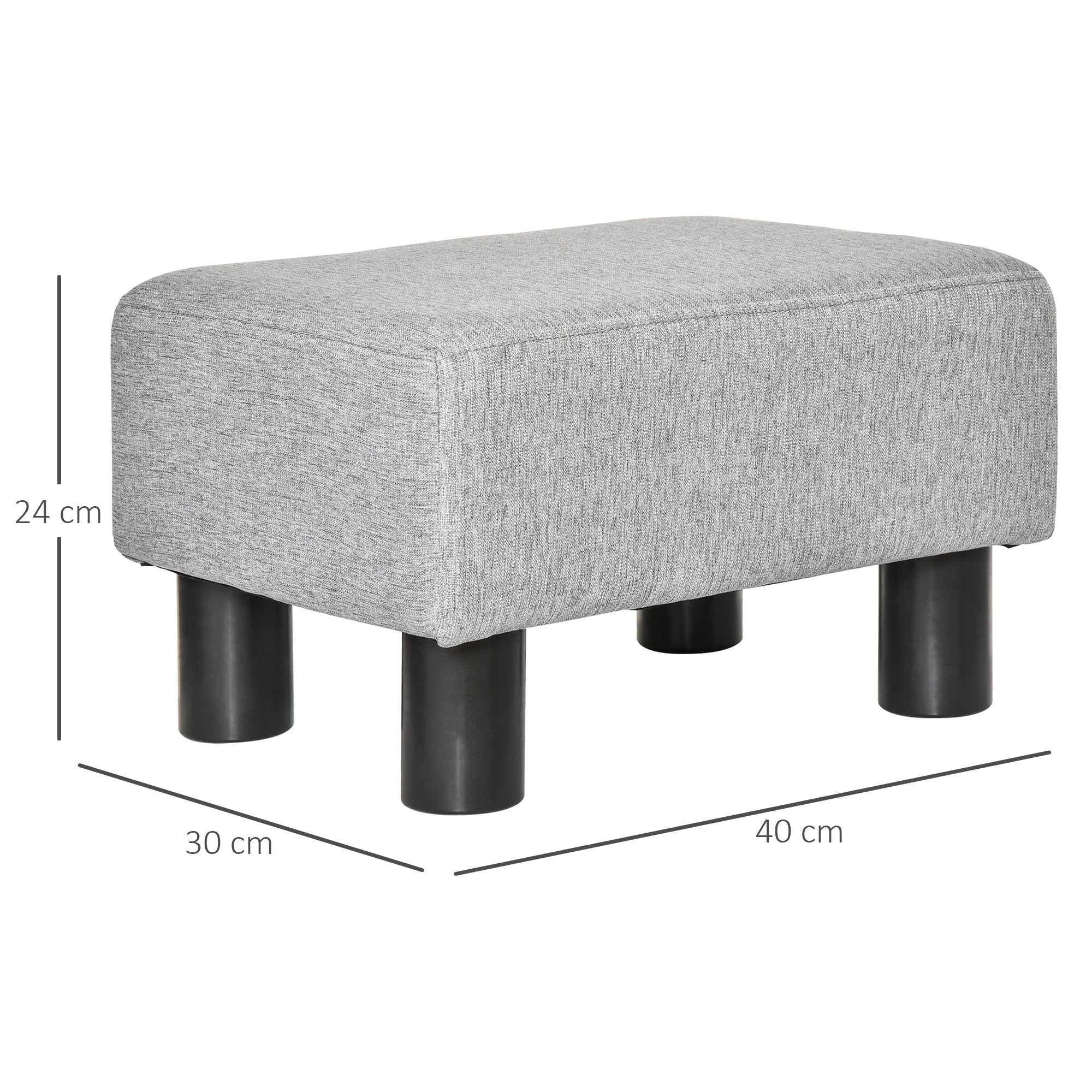 Easycomfort Pouf Poggiapiedi in Tessuto Effetto Lino Imbottito, 40x30x24cm, Grigio