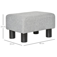 Easycomfort Pouf Poggiapiedi in Tessuto Effetto Lino Imbottito, 40x30x24cm, Grigio