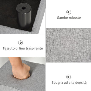Easycomfort Pouf Poggiapiedi in Tessuto Effetto Lino Imbottito, 40x30x24cm, Grigio