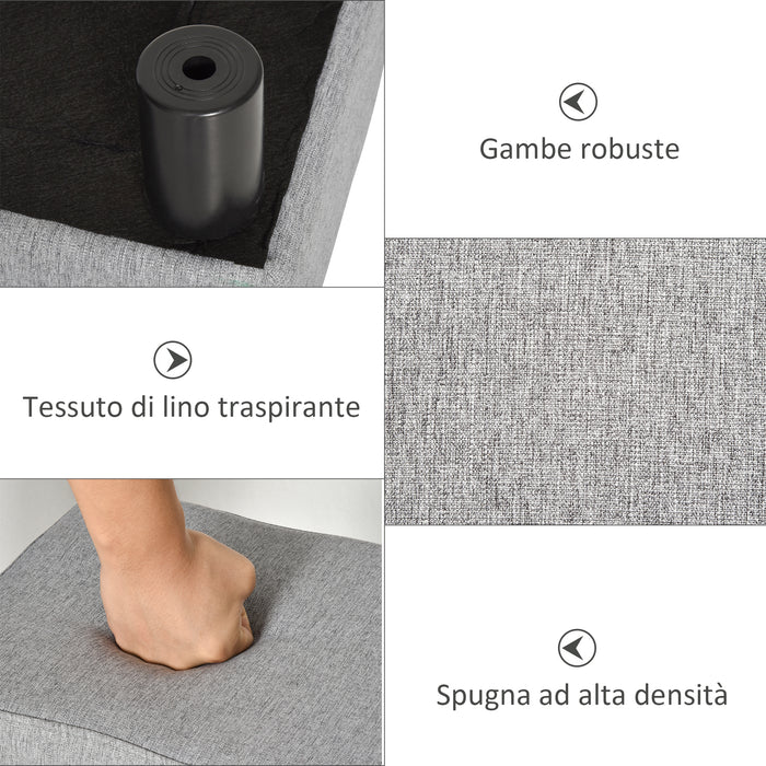 Easycomfort Pouf Poggiapiedi in Tessuto Effetto Lino Imbottito, 40x30x24cm, Grigio