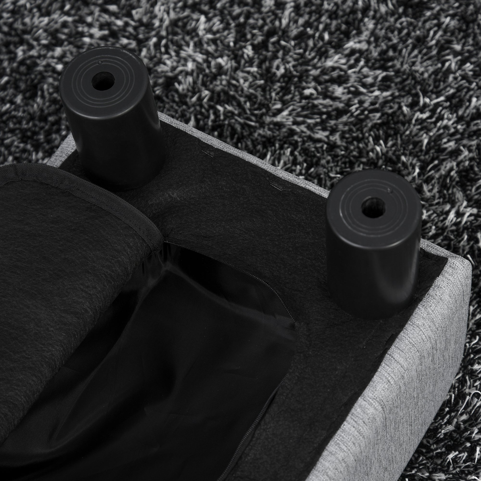 Easycomfort Pouf Poggiapiedi in Tessuto Effetto Lino Imbottito, 40x30x24cm, Grigio