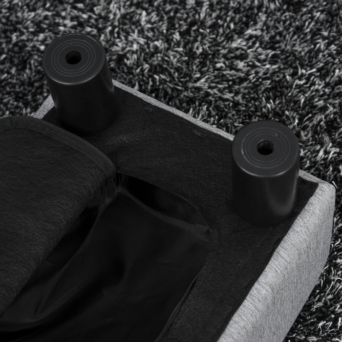 Easycomfort Pouf Poggiapiedi in Tessuto Effetto Lino Imbottito, 40x30x24cm, Grigio