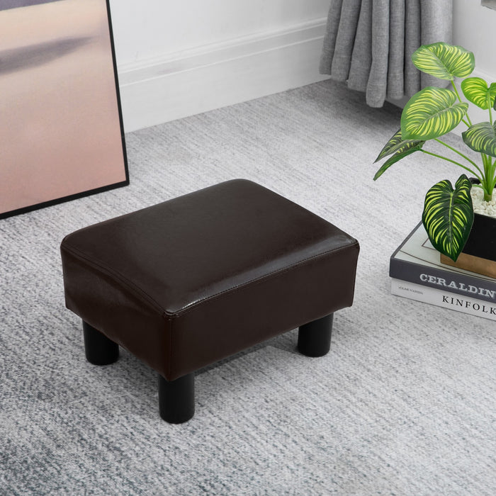 Easycomfort Pouf Poggiapiedi Imbottito, Rettangolare e in Finta Pelle, 40x30x24 cm, Marrone