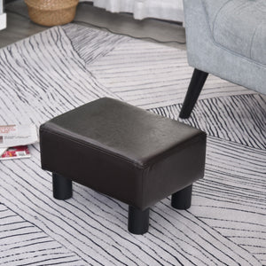 Easycomfort Pouf Poggiapiedi Imbottito, Rettangolare e in Finta Pelle, 40x30x24 cm, Marrone