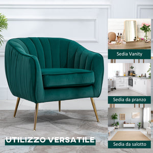 Easycomfort Poltrona da Salotto Imbottita con Braccioli e Schienale, Design Moderno, Gambe in Metallo, 71x72x73 cm, Verde