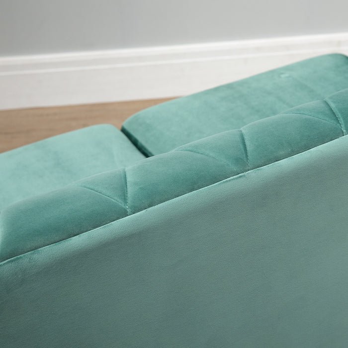Easycomfort Divano 2 Posti in Legno e Velluto Verde, Spessa Imbottitura, Divano per 2 Persone Design Vintage Rétro, 148 x 72 x 76cm