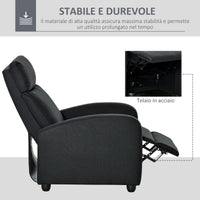 Easycomfort Poltrona Relax Imbottita con Schienale Reclinabile 135° e Poggiapiedi Estraibile, in Lino Nero, 69x87x100.5cm