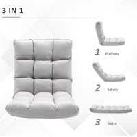 Easycomfort Poltrona Relax da Terra con Schienale Reclinabile fino 180°, 71x55x53.5cm, Grigio Chiaro