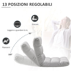 Easycomfort Poltrona Relax da Terra con Schienale Reclinabile fino 180°, 71x55x53.5cm, Grigio Chiaro