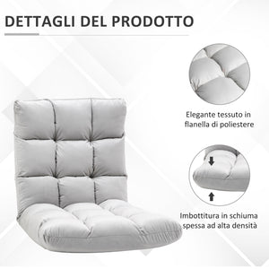 Easycomfort Poltrona Relax da Terra con Schienale Reclinabile fino 180°, 71x55x53.5cm, Grigio Chiaro