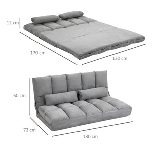 Easycomfort Divano da Terra Pieghevole a Lettino, Schienale Reclinabile su 7 Livelli e Cuscini, Divano Moderno per TV, Giochi, Lettura, Yoga, Ufficio, 130x73x60 cm, Grigio Chiaro
