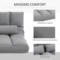 Easycomfort Divano da Terra Pieghevole a Lettino, Schienale Reclinabile su 7 Livelli e Cuscini, Divano Moderno per TV, Giochi, Lettura, Yoga, Ufficio, 130x73x60 cm, Grigio Chiaro