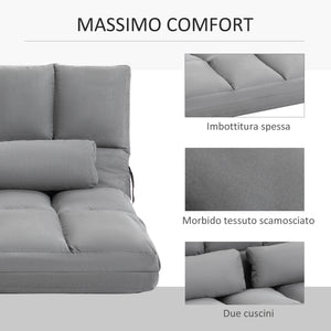 Easycomfort Divano da Terra Pieghevole a Lettino, Schienale Reclinabile su 7 Livelli e Cuscini, Divano Moderno per TV, Giochi, Lettura, Yoga, Ufficio, 130x73x60 cm, Grigio Chiaro