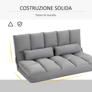 Easycomfort Divano da Terra Pieghevole a Lettino, Schienale Reclinabile su 7 Livelli e Cuscini, Divano Moderno per TV, Giochi, Lettura, Yoga, Ufficio, 130x73x60 cm, Grigio Chiaro