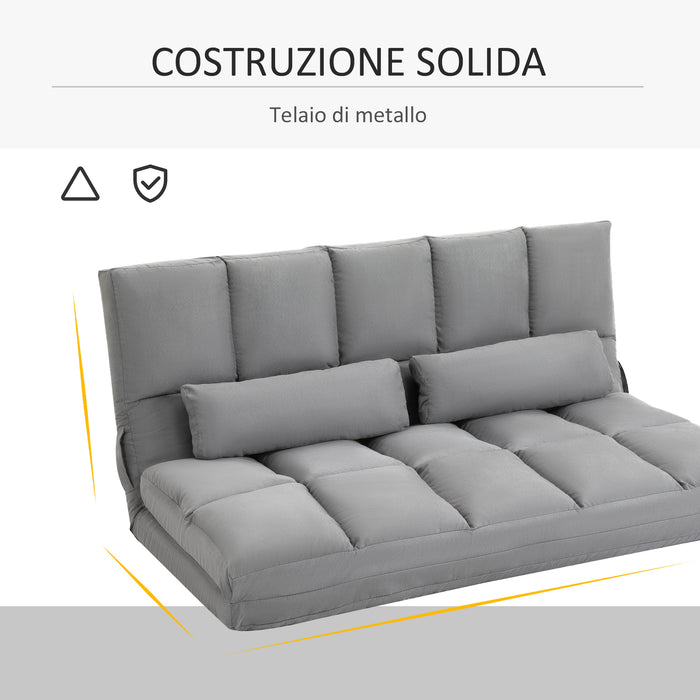Easycomfort Divano da Terra Pieghevole a Lettino, Schienale Reclinabile su 7 Livelli e Cuscini, Divano Moderno per TV, Giochi, Lettura, Yoga, Ufficio, 130x73x60 cm, Grigio Chiaro
