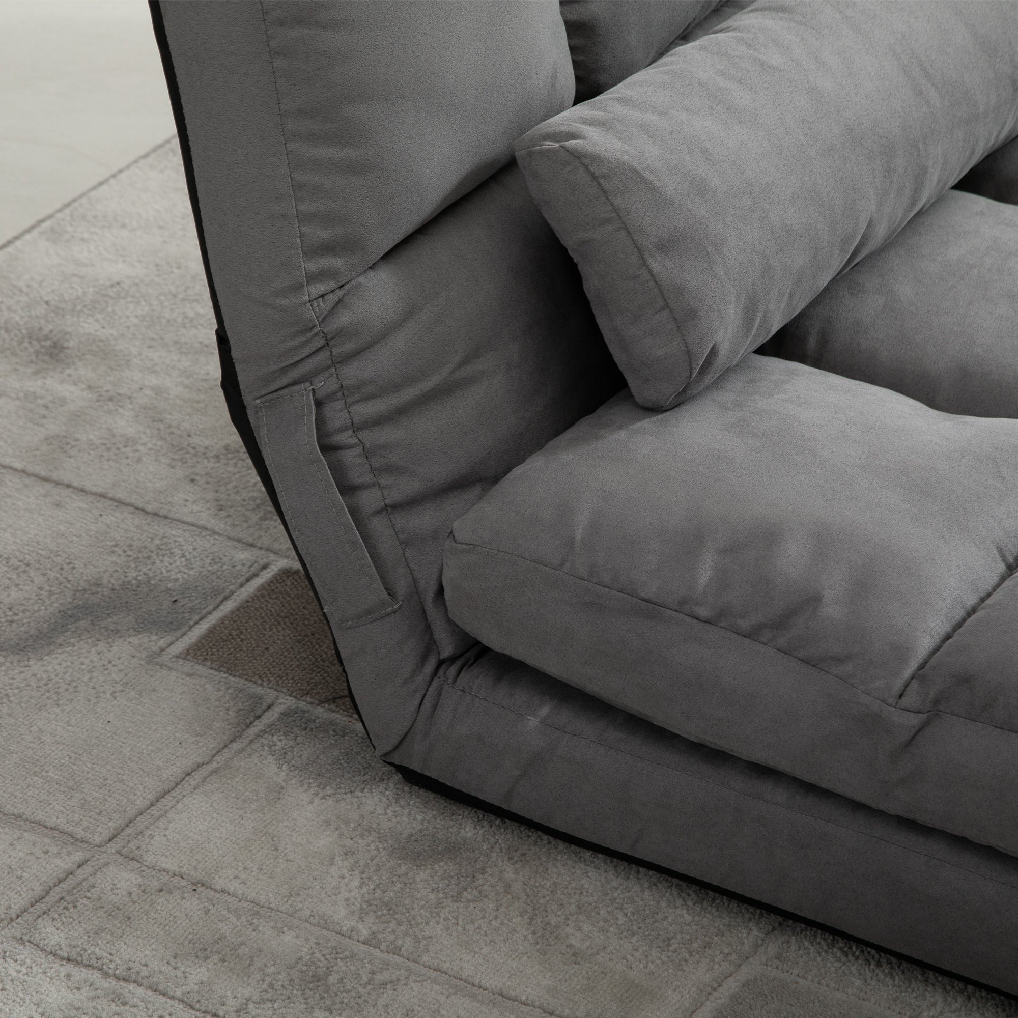 Easycomfort Divano da Terra Pieghevole a Lettino, Schienale Reclinabile su 7 Livelli e Cuscini, Divano Moderno per TV, Giochi, Lettura, Yoga, Ufficio, 130x73x60 cm, Grigio Chiaro