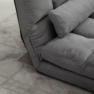 Easycomfort Divano da Terra Pieghevole a Lettino, Schienale Reclinabile su 7 Livelli e Cuscini, Divano Moderno per TV, Giochi, Lettura, Yoga, Ufficio, 130x73x60 cm, Grigio Chiaro