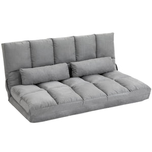 Easycomfort Divano da Terra Pieghevole a Lettino, Schienale Reclinabile su 7 Livelli e Cuscini, Divano Moderno per TV, Giochi, Lettura, Yoga, Ufficio, 130x73x60 cm, Grigio Chiaro