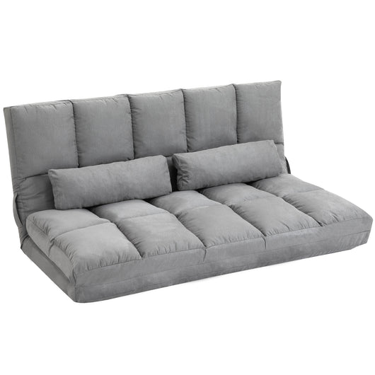 Easycomfort Divano da Terra Pieghevole a Lettino, Schienale Reclinabile su 7 Livelli e Cuscini, Divano Moderno per TV, Giochi, Lettura, Yoga, Ufficio, 130x73x60 cm, Grigio Chiaro