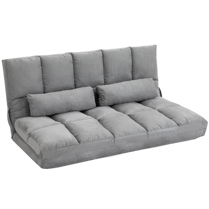 Easycomfort Divano da Terra Pieghevole a Lettino, Schienale Reclinabile su 7 Livelli e Cuscini, Divano Moderno per TV, Giochi, Lettura, Yoga, Ufficio, 130x73x60 cm, Grigio Chiaro