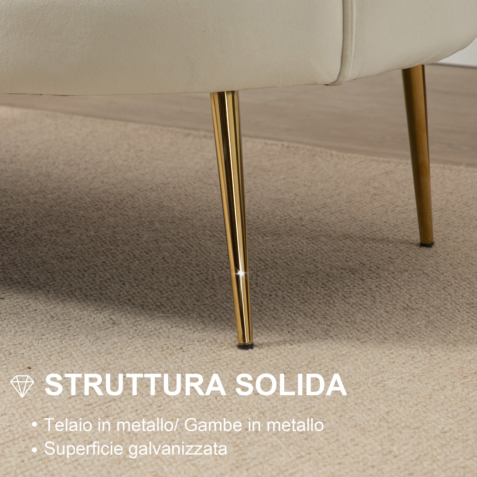 Easycomfort Divano Vintage 2 Posti Industrial Chic, Divanetto Francese per Ingrasso in Velluto, 130x77x77cm