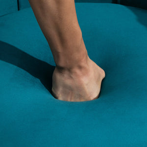 Easycomfort Poltrona di Design Stile Vintage Imbottita in Velluto, 79x77x77cm, Verde Petrolio