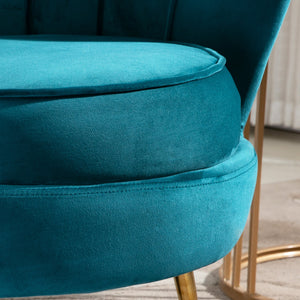 Easycomfort Poltrona di Design Stile Vintage Imbottita in Velluto, 79x77x77cm, Verde Petrolio